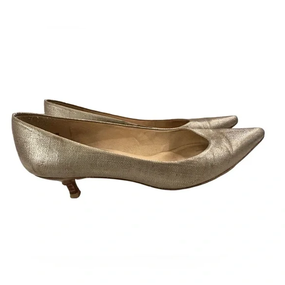 Gold Stuart Weitzman Kitten Heels - Picture 2 of 5